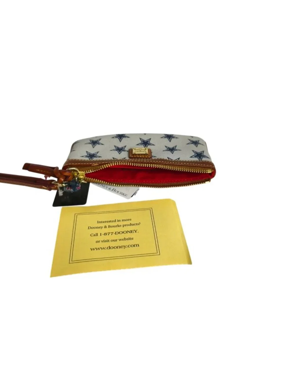 Dooney & Bourke Dallas Cowboys Large Slim Wristlet Leather Star Print New Tags